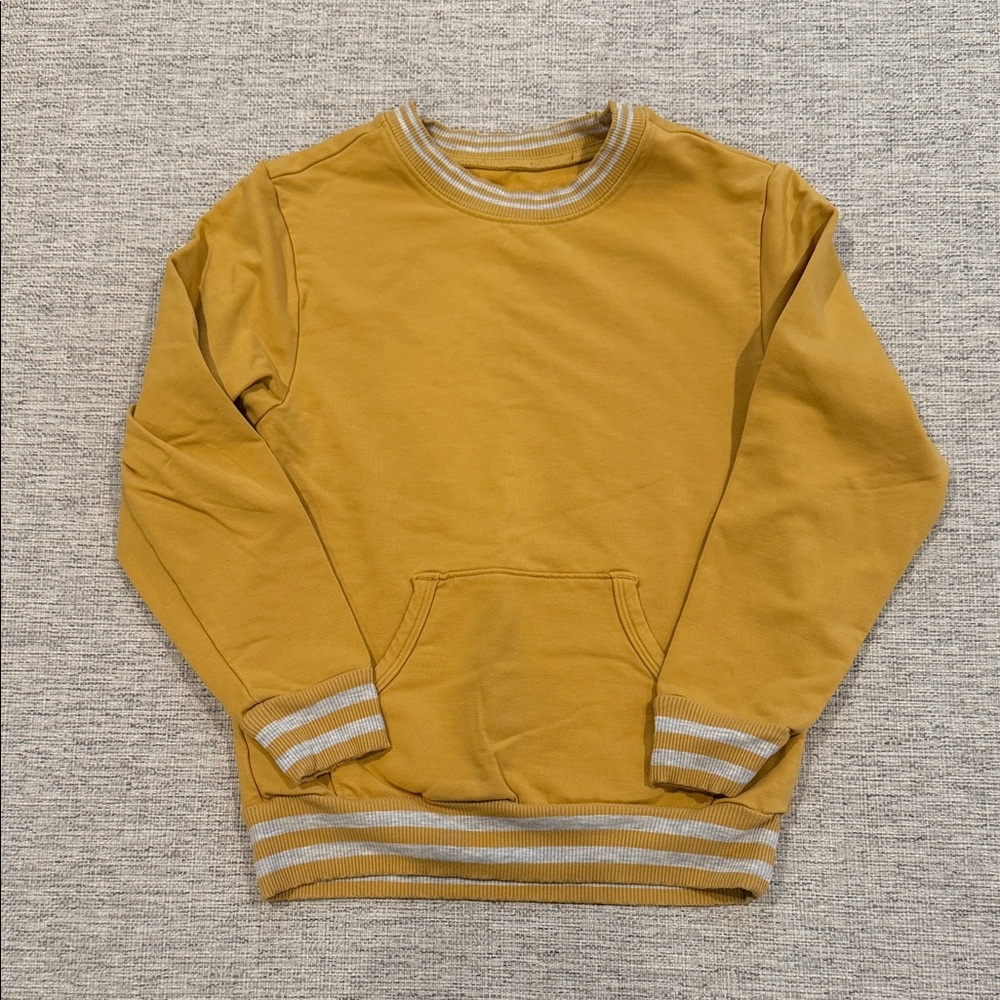 Little Sleepies Mustard Yellow Crewneck Sweatshirt with Striped Trim